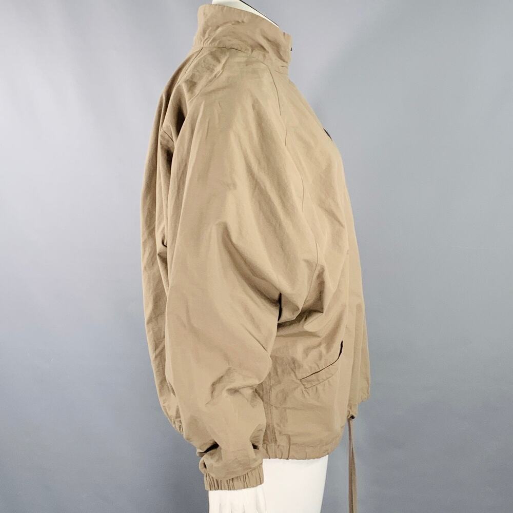 ESSENTIALS Size L Tan Cotton Nylon Logo Half Zip Jacket - Picture 3 of 8